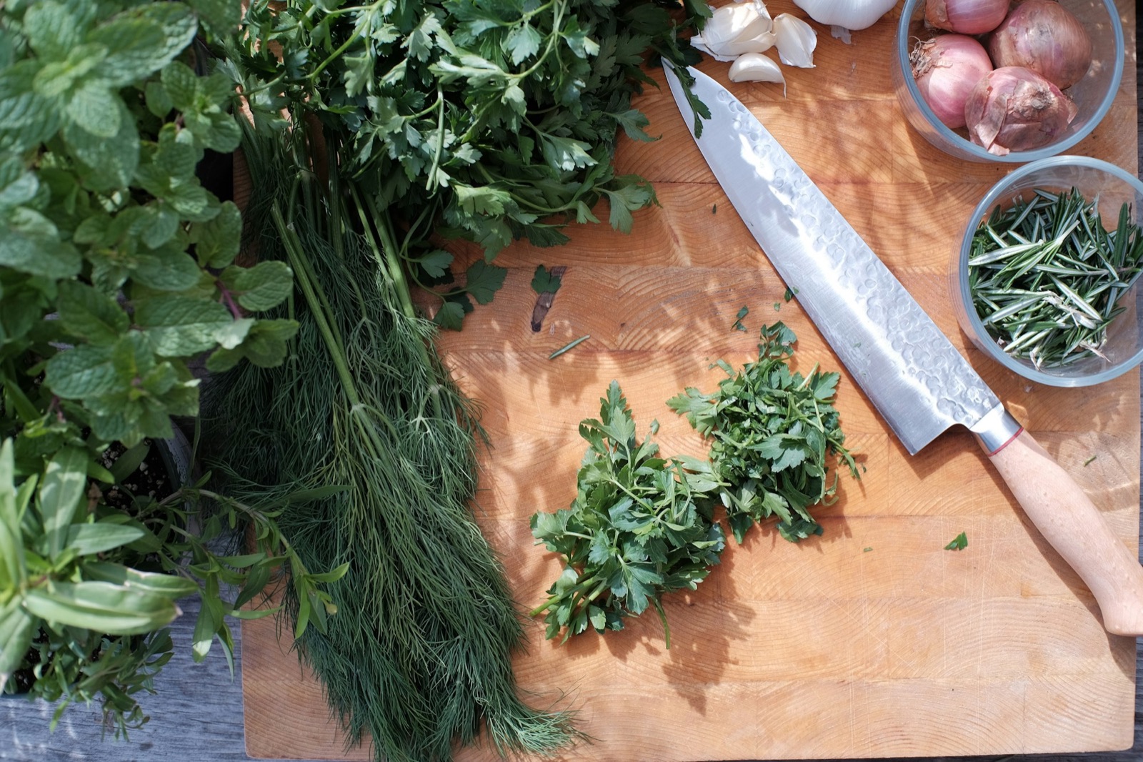 Fresh herbs and greens for the kitchen